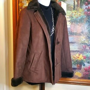 Gallery Brown Suede faux fur lined Jacket
